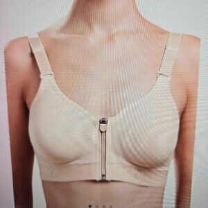 Marena Flexfit™ Ultra Low Coverage Zip-front Recovery Bra Beige